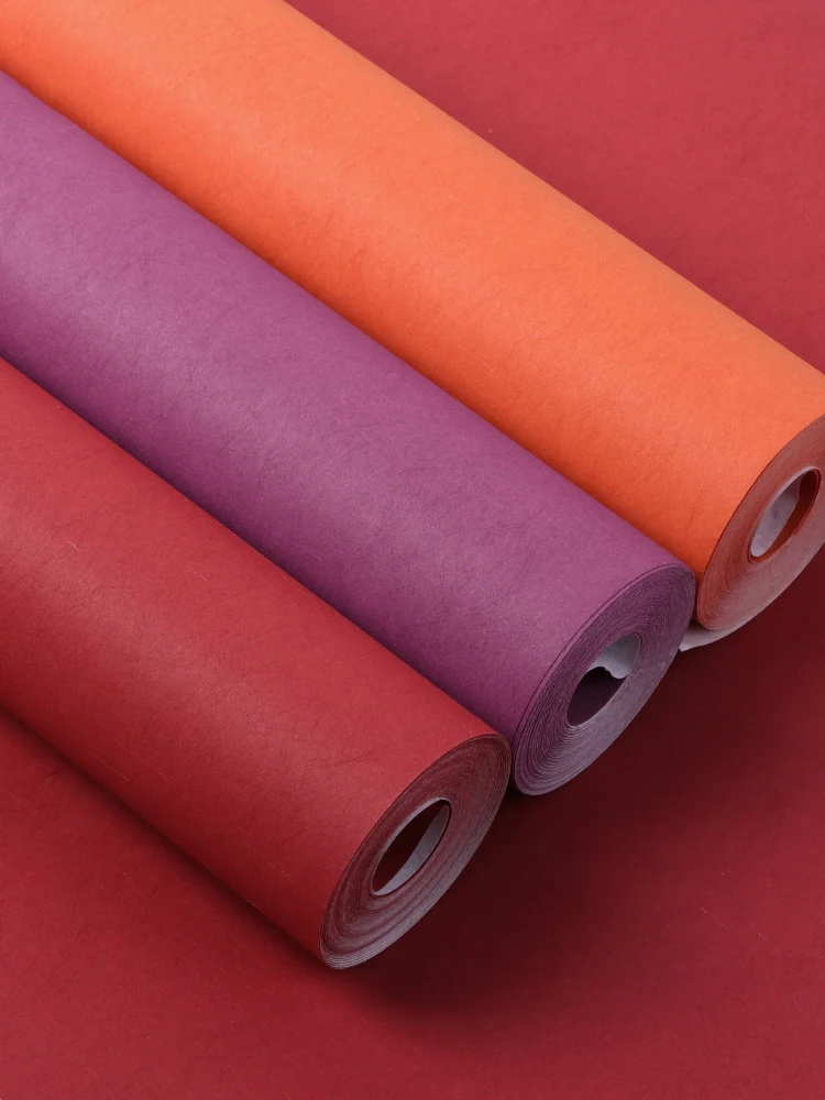 Современная оранжевая Фиолетово-красная серия Однотонных обоев для домашнего Декора Длинноволокнистые однотонные обои для стен