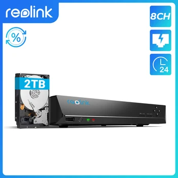 [Восстановленный 8-канальный видеорегистратор] Reolink 8-канальный видеорегистратор для IP-камеры Reolink 4MP/5MP/4K/12MP P2P 24/7 H.265 Видеорегистратор 2 ТБ HDD RLN8-410 NVR