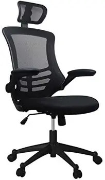 Эргономичное офисное кресло с высокой спинкой, офисное кресло для руководителей с регулируемым подголовником и откидывающимися подлокотниками, черный
