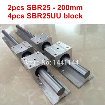 Линейная направляющая SBR25: линейная направляющая 2шт SBR25 - 200мм + блок 4шт SBR25UU для деталей с ЧПУ