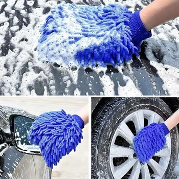Двухсторонние перчатки для мытья автомобилей, микрофибра, мягкая синельная салфетка, Автомобильная тряпка, аксессуары для чистки автомобилей