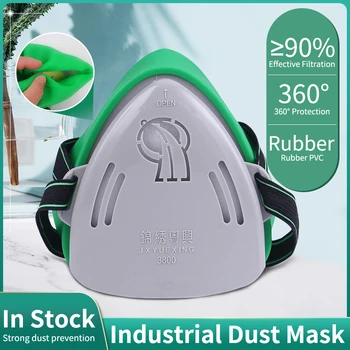Пылезащитная маска, Респиратор на половину лица 3800 с фильтрами, мягкая резина Без запаха, Защитный чехол для лица, Полировка, Цементные работы, Езда
