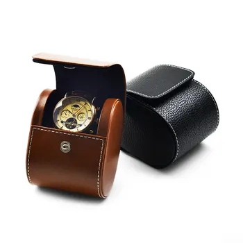 Сумка для часов, черная коробка для часов из искусственной кожи, Переносная шкатулка для ювелирных изделий на молнии, Двухслойные часы для хранения из воловьей кожи