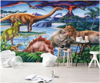 3d фотообои настенная роспись на заказ Мир юрского периода Динозавр Тираннозавр детская комната обои для стен в рулонах домашний декор