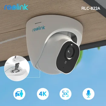 Reolink 4K PoE Камера Обнаружения человека/автомобиля с 3-кратным Оптическим Зумом Аудиозапись IP66 8MP Наружная IP-камера RLC-822A камера безопасности