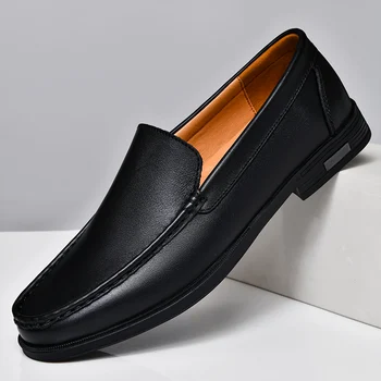 Весна осень мужская Повседневная обувь роскошные брендовые кожаные мужские мокасины в классическом стиле новой черно-коричневый повседневная кожаная обувь