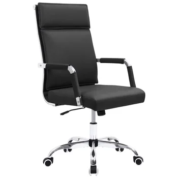 Офисный стол со средней спинкой, кресло для руководителя, Регулируемое Поворотное рабочее кресло, конференц-кресло из искусственной кожи с подлокотниками, черный