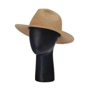 Модный Большой Размер 5960 см, десятицветная джазовая соломенная шляпа, Летняя Женская Мужская Пляжная солнцезащитная кепка с широкими полями, шляпа Fedora с защитой от ультрафиолета Оптом