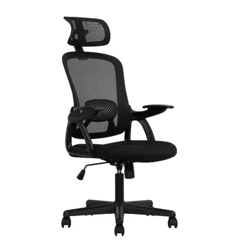 Эргономичный офисный стул с регулируемым подголовником, черная ткань, вместимость 275 фунтов