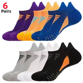 6 пар/Мужские носки, Спортивные носки для бега, Уличные быстросохнущие футбольные носки, Трендовые нескользящие носки с мелким вырезом и короткой трубкой для фитнеса