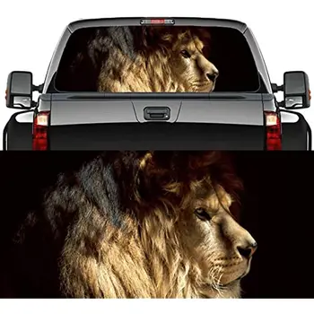 Наклейка на заднее стекло грузовика, наклейка на окно автомобиля со львом, графическая наклейка, цветок, перфорированная виниловая наклейка на заднее стекло для грузовика, внедорожника, фургона-пикапа