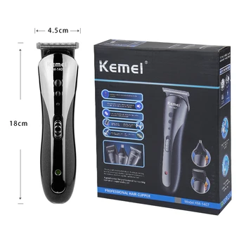 Kemei Перезаряжаемая электрическая машинка для стрижки волос, Парикмахерская машинка для стрижки бороды и носа для мужчин, машинка для стрижки волос на лице с керамическим лезвием