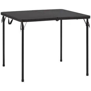 Складной столик из квадратной смолы 34 дюйма, насыщенный черный