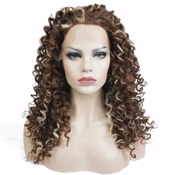 StrongBeauty Женский Синтетический парик на кружеве, Длинные Кудрявые каштановые/светлые волосы, натуральные Парики для чернокожих женщин