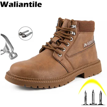 Waliantile/ Модные защитные ботинки для мужчин, Промышленная рабочая обувь, Непромокаемые ботинки со стальным носком, устойчивые к проколам, мужские