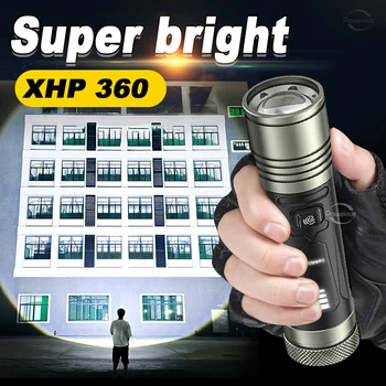 Новейшие XHP360 Мощные светодиодные Фонари USB Перезаряжаемый фонарь XHP199 XHP90 Высокой Мощности Светодиодный фонарик 18650 Охотничий Фонарь