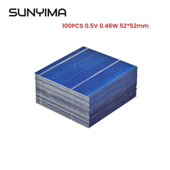SUNYIMA 100 шт. Солнечная батарея 0,5 В 0,46 Вт 52*52 мм Солнечная система для зарядных устройств для телефонов Портативная солнечная панель для DIY