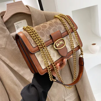Женская сумка 2023, Трендовая мода, сумка через плечо с цепочками, Роскошная дизайнерская сумка высшего качества, Черная, Розовая, коричневая