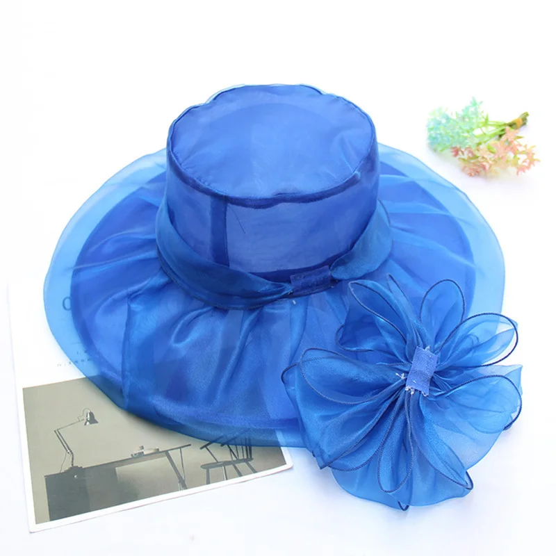2018 Новые Винтажные Элегантные двухслойные солнцезащитные шляпы из органзы для женщин, пляжные шапки с цветочной сеткой, летняя шляпа