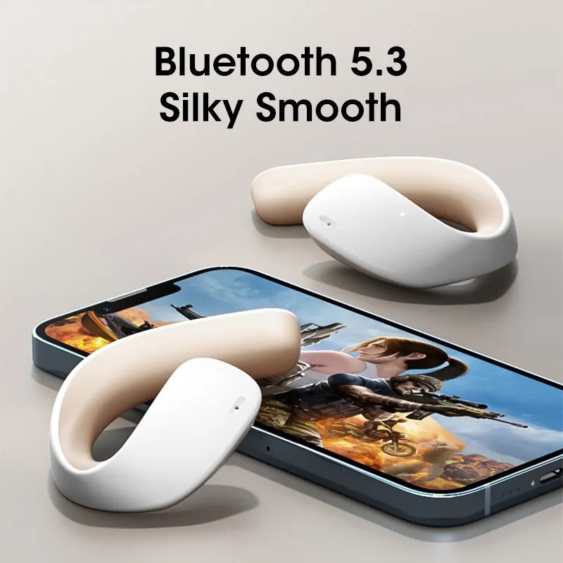 TWS с костной проводимостью Bluetooth 5.3 Беспроводные Наушники С зажимом для ушей, Музыкальная Гарнитура с шумоподавлением, HD Вызов, Спорт Для Мужчин и Женщин, Подарок