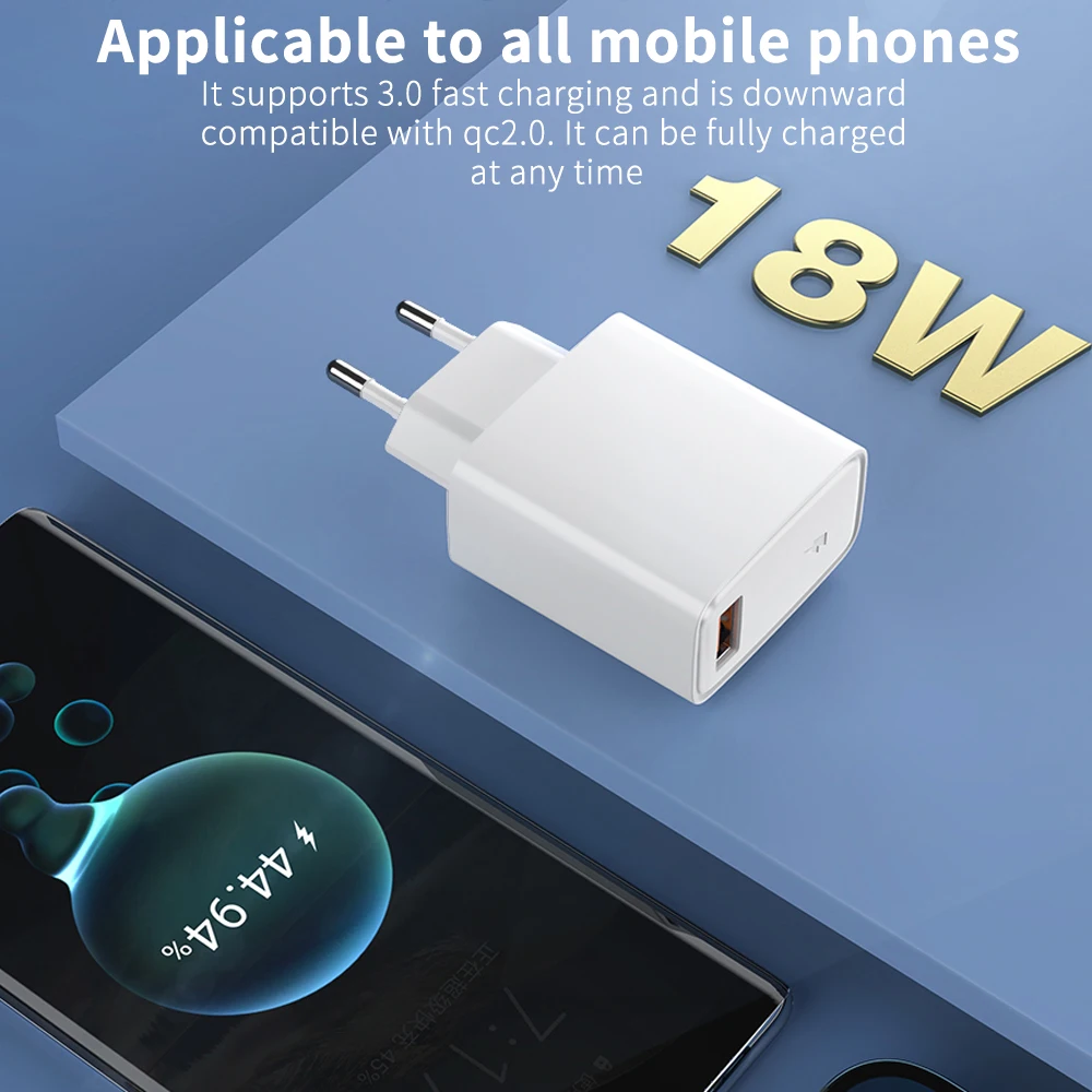 Быстрое зарядное устройство мощностью 18 Вт, USB-зарядное устройство для iPhone 14 13 12 11 Mini SE Samsung Xiaomi QC 3.0, универсальный адаптер для быстрой зарядки телефона