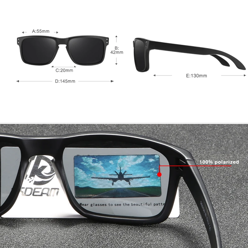 Квадратные поляризованные солнцезащитные очки KDEAM Для Мужчин И Женщин, дизайнерские оттенки Legend, настоящее покрытие, Солнцезащитные очки на молнии, чехол в комплекте