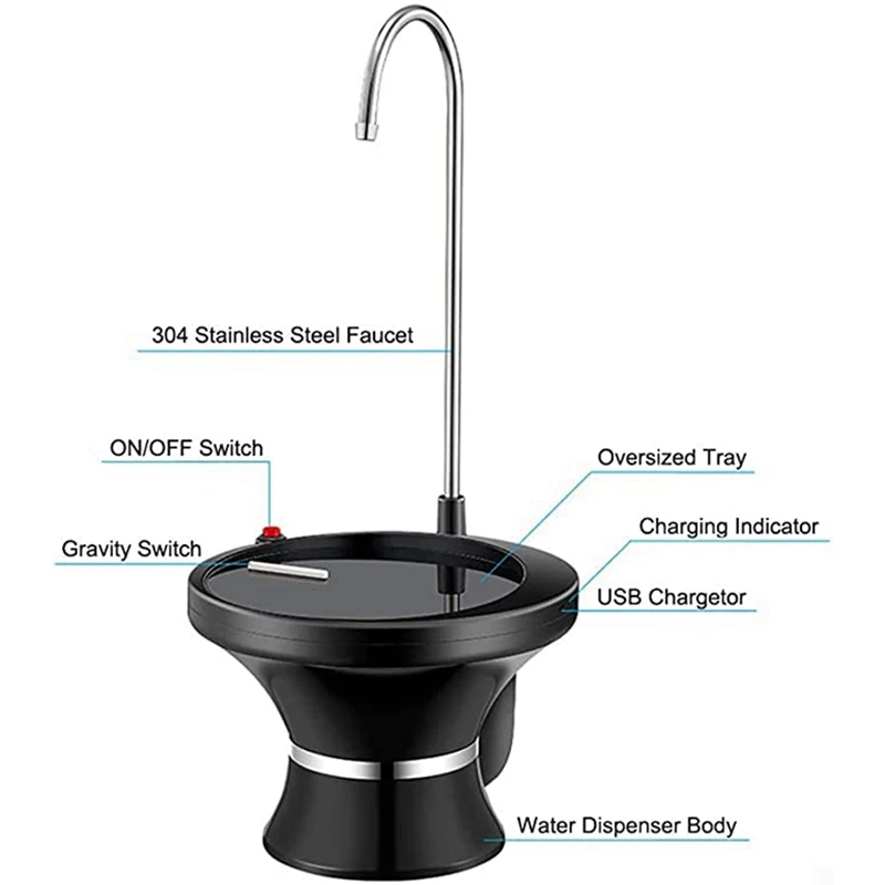 Насос-дозатор питьевой воды, Автоматический Электрический насос-дозатор питьевой воды, перезаряжаемый через USB с 2 переключателями управления