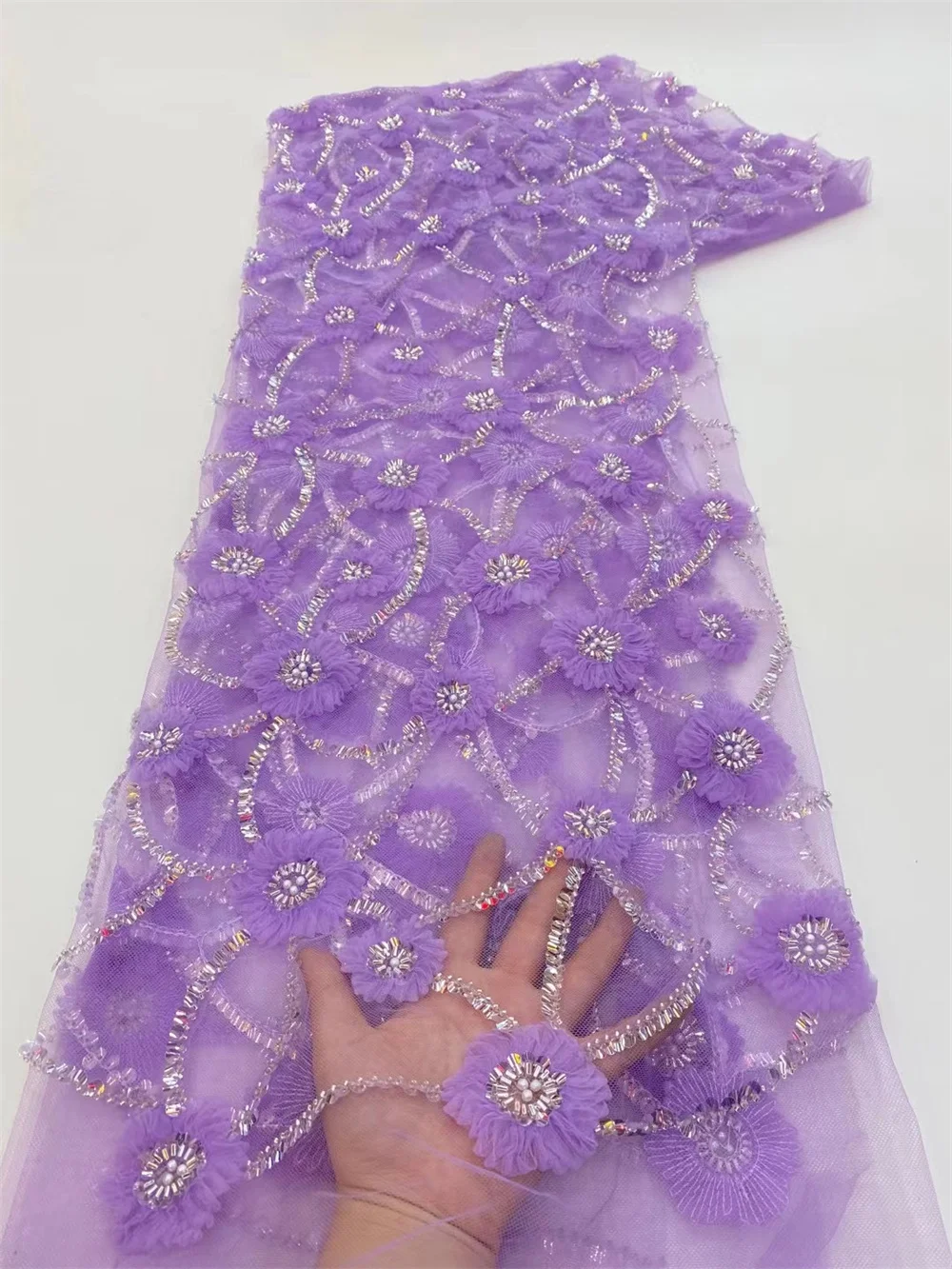 Новейшая Персиковая африканская сетчатая кружевная ткань, 3D аппликация, цветочный материал, вышивка, Тюль, Французская сетчатая кружевная ткань для свадьбы Wp200-1