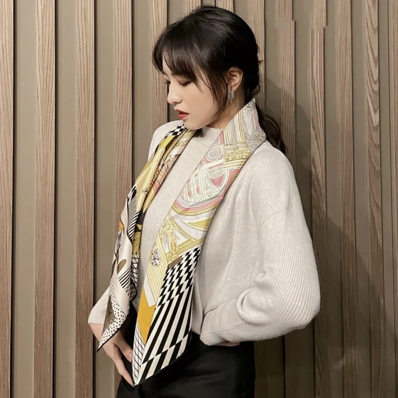 Новый Оригинальный 100% Шелковый шарф-шаль Двухсторонний 90 Шелковых шарфов Шейный платок