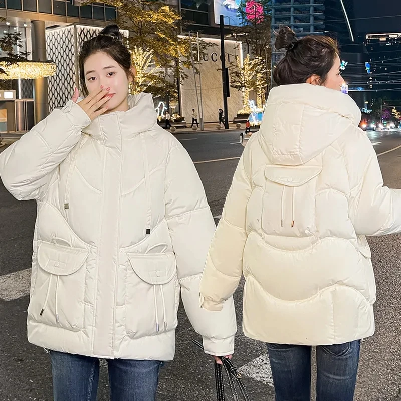 Официальное толстое теплое пальто Parker Осень-зима 2023, Новая Корейская Свободная Пуховая куртка с хлопковой подкладкой, Куртки, Женское пальто