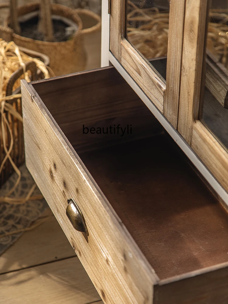 Французский буфетный шкаф из массива дерева, современный, простой и легкий, роскошный Встроенный в стену шкафчик для столовой, Входной шкаф