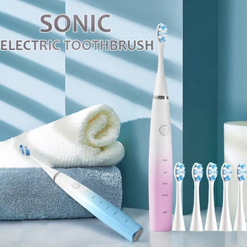 Умные электрические зубные щетки Super Sonico, беспроводная перезаряжаемая электрическая зубная щетка для взрослых пар с 6 насадками для зубных щеток