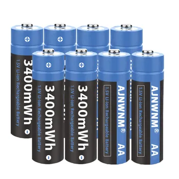 AJNWNM 100% Оригинальная литий-ионная батарея 1.5v AA 3400mWh Li-ion Battery AA 1.5V Перезаряжаемая батарея AA