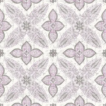 Необычные этнические фиолетовые обои с геометрическим цветочным рисунком