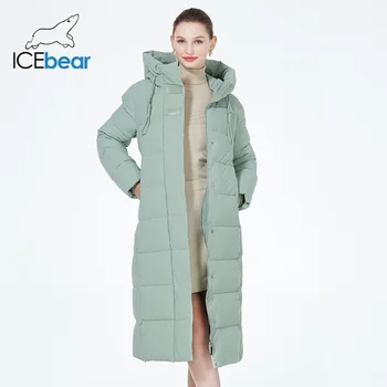 ICEbear 2023 Длинное стеганое пальто макси, элегантная зимняя женская одежда из плотного хлопка jacekt с капюшоном GWD3915I