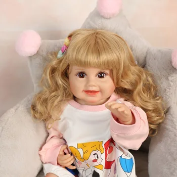 22 дюйма 55 см Kawaii Смеющаяся кукла силиконовый корпус Детские куклы Дети для подарка на день рождения Игрушка Игрушки для девочек
