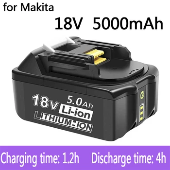100% Оригинальная Аккумуляторная Батарея Makita 18V 5000mAh для Электроинструментов со светодиодной литий-ионной Заменой LXT BL1860B BL1860 BL1850