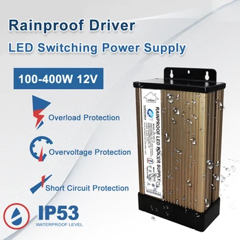 Трансформаторы светодиодных дисплеев на открытом воздухе IP53, Непромокаемый, 12 В 100-400 Вт, Импульсный источник питания, драйвер светодиодной ленты для рекламных светильников