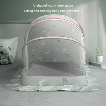 Сетка для детской кроватки, Портативный Складной кронштейн из ПВХ, Стильная светонепроницаемая Дышащая сетка от солнца для гостиной, 360 градусов, зеленая