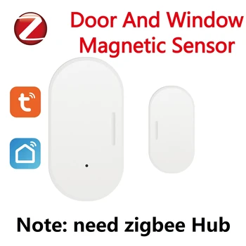 Tuya Zigbee Магнитный датчик двери и окна Беспроводное подключение Умный Дом Беспроводные дверные детекторы Дверная магнитная автоматизация