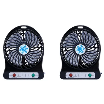 2X Портативный Перезаряжаемый мини-вентилятор, охладитель воздуха, Мини-настольный вентилятор, USB-Охлаждение, Перезаряжаемые Ручные вентиляторы, черный