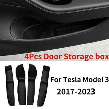 Дверной боковой ящик для хранения, дверная ручка, подлокотник, лоток, органайзер для Tesla Модель 3, модель Y 2021 2020 2022, передняя задняя дверь, 4 шт./компл.