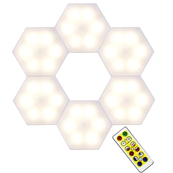 Светодиодные сотовые светильники, квантовый шестиугольный светильник, Сенсорный/пульт дистанционного управления, Геометрический декор 