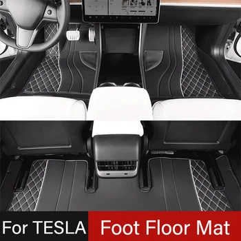 3 шт., Новые коврики для ног Tesla Model 3 Y, водонепроницаемые, полностью окруженные, модифицированные, износостойкие аксессуары для укладки автомобилей