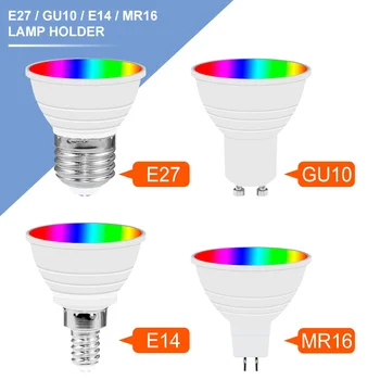 RGB Лампочка E27 LED Smart Lamp 220V Красочные Лампы E14 Color Light MR16 Прожектор GU10 Атмосфера Lampara Для Домашнего Декора