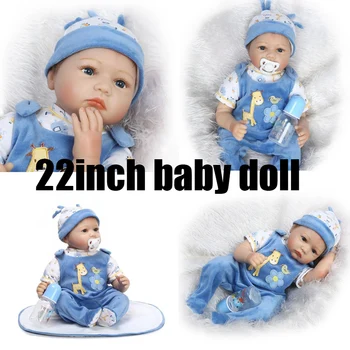 22 Дюйма 55 см Bebes Reborn Куклы Спящие Синие Реалистичные Новорожденные Куклы Мягкая Ткань Силиконовое Тело Сюрприз Детский подарок