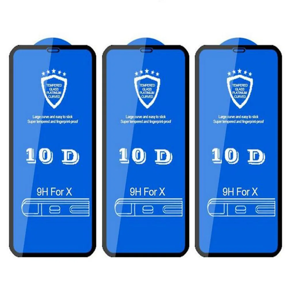 10 шт. Для iPhone 14 13 12 XS MAX XR 8 7 10D Защитная Пленка из Настоящего Закаленного Стекла с Полным покрытием для iPhone 12 XS max