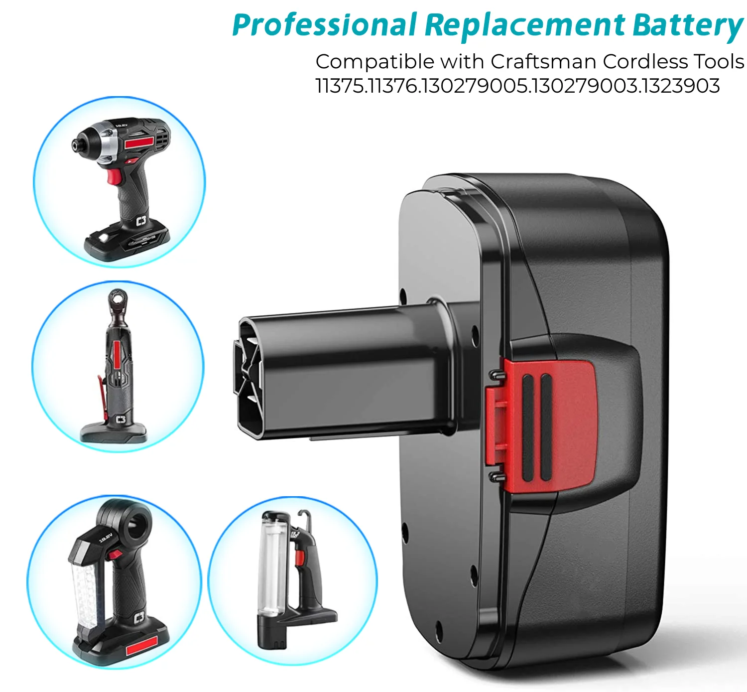 Batterie De Remplacement Ni-MH 19.2 Volt 5000mAh Améliorée, Compatible Avec Artisan C3 DieHard 130279005 130279003 130279017 315