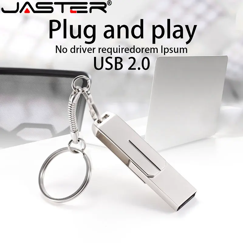 JASTER Новый Металлический USB 2,0 Флэш-накопитель 64 ГБ 32 Г С Пользовательским ЛОГОТИПОМ U-диск 16 ГБ Флеш-накопители 8 ГБ 4 ГБ Поставляются с Подарками Брелок для Ключей Memory Stick
