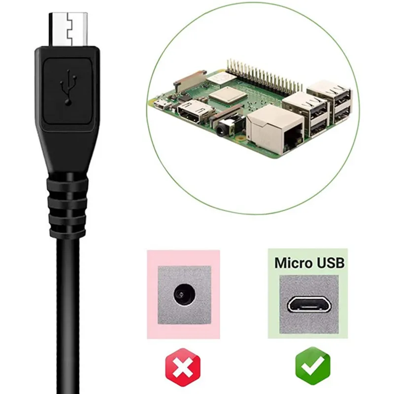 Lincoiah Блок Питания Зарядное Устройство AC/DC Адаптер 5V 3A Блок питания Micro USB с переключателем включения/выключения для Raspberry Pi 3 Model B B + A + Plus